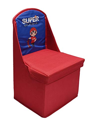Image of Cardboard Cube Folding Storage Toy Box Seat Stool For Kids, Red, 24.50X21X40 Cm (730) Fibreboard.