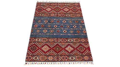 Tapis afghan Ziegler Khorjin d'exception tissé main 90x130