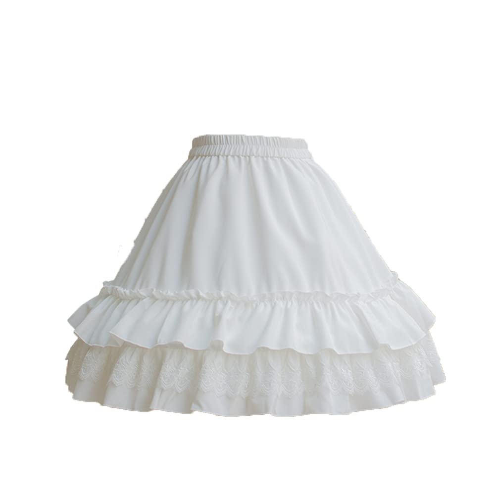 MYAYD Damen A-Linie Hoop Petticoat Unterrock Pannier Rüschen Chiffon Braut Kurz Crinoline für Lolita Ballkleid