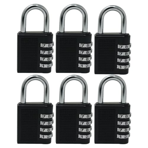 Dapetz ® Lot de 6 cadenas à combinaison à 4 chiffres pour salle de sport, casiers scolaires, cadenas codés résistants aux intempéries pour extérieur, clôture de jardin, porte d'abri de jardin