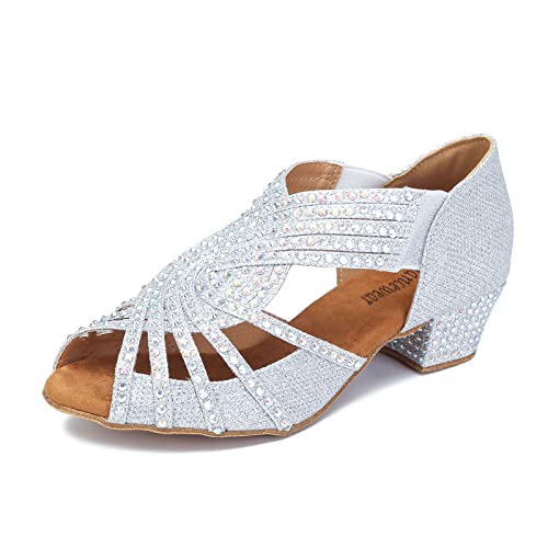 Women Rhinestone Dance Shoes Ballroom Latin Salsa Bachata Performance Dance Dancing Shoes