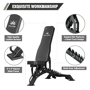 Major Fitness Weight Bench - 1300LBS Weight Capacity and 36 Adjustable Positions Strength Training Bench for Garage and Home Gym Workouts (Black) — photo 3 of 6