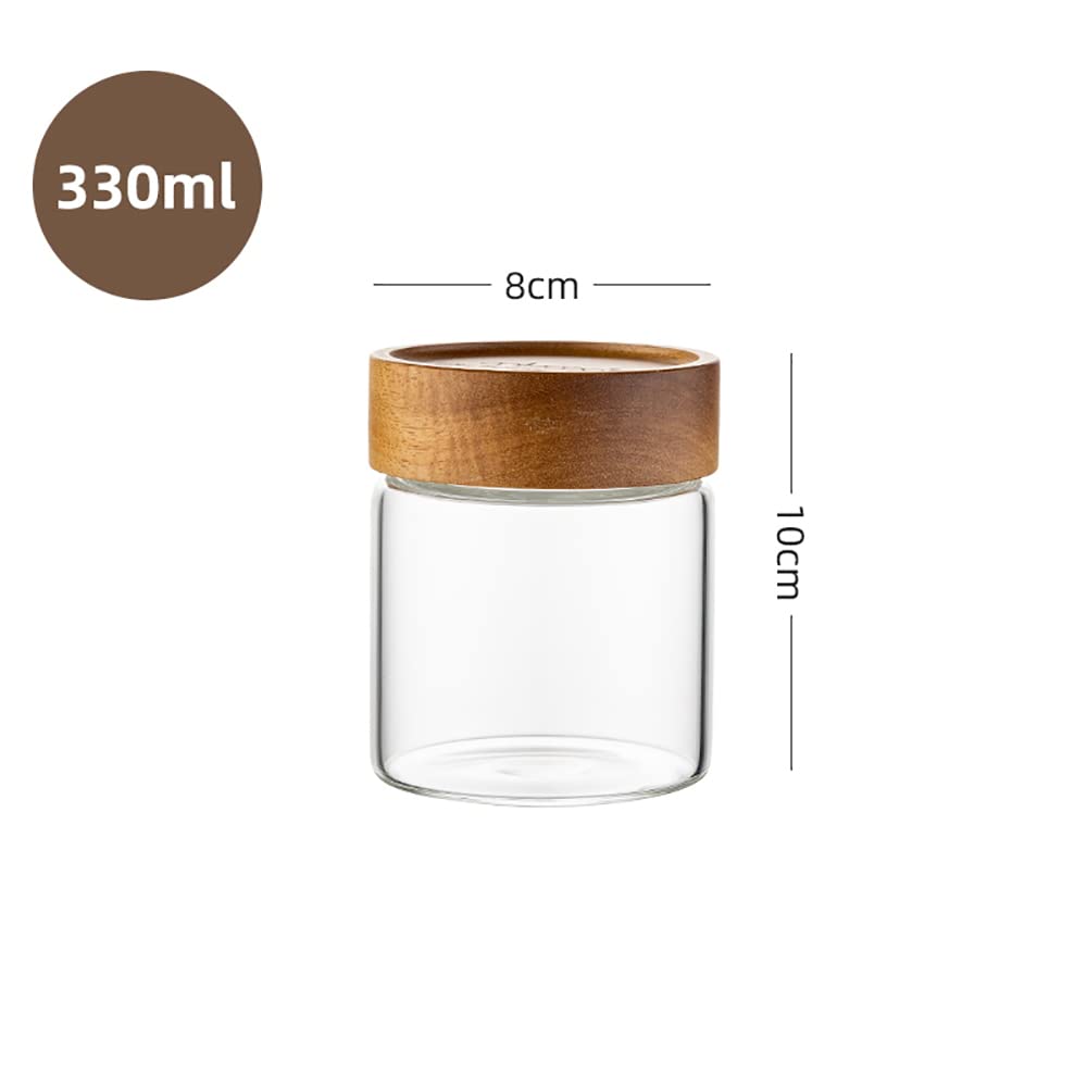 Barattolo, barattoli di vetro, barattoli for alimenti, barattoli in vetro for alimenti con chiusura ermetica, coperchi in legno di acacia e base in legno for zucchero, sale, caffè, biscotti, spezie (4
