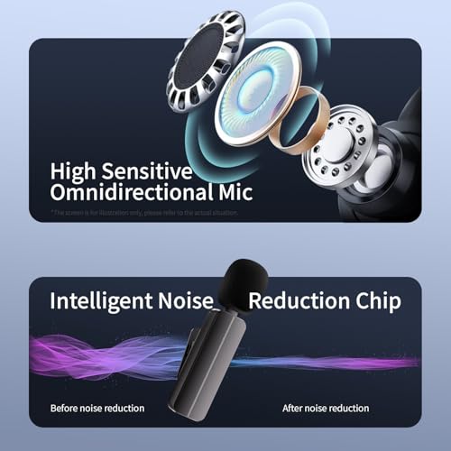2 pack wireless mini lavalier lapel microphone for iphoneandroid phone2 in 1 - 65ft cordless clip on dual mics with noise reduction 6h working time for video recording vlogging youtubeblack