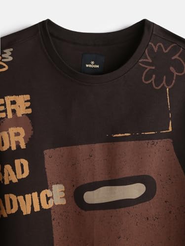 Image of WROGN Men's Pure Cotton T-Shirt | Heavy GSM | Oversized Fit