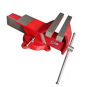 GIZMO Bench vice, Steel Bench Vise, Germany Base Professional Bench Vice Steel Iron, Heavy Duty Swivel Base, red (6 Inch - 150MM)