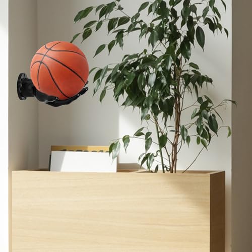 Joyhuatrade 2 Pcs Basketball Holder, Black Hand Sculpture Ball Holder Wall Mount Art Decor Stand Storage Rack Organizer Basketball Display Stand Display Case For Football Soccer Volleyball Gift Ideas For Men thumb #4