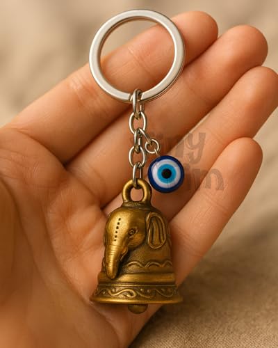 Image of Tiny Tim Guardian Bell with Evil Eye Charm - Protective Motorcycle & Car Accessory - Tibetan-Inspired Design - Wards Off Negative Energy - Ideal Gift for Bikers & Travelers