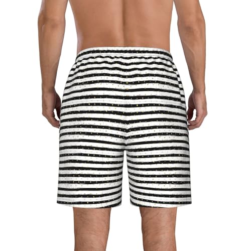 Men's Beach Shorts Swim TrunksFun Patterns Ink and Gold Dot Stripes Print for Surfing Running Summer Vacation3