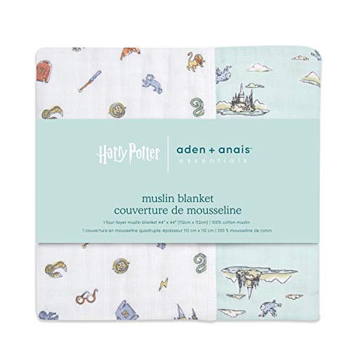 Image of aden + anais Dream Blanket-Muslin Baby Blankets for Girls & Boys-Ideal Lightweight Newborn Nursery & Crib Blanket-Unisex Toddler & Infant Bedding-Shower & Registry Gift, Hogwarts Essentials