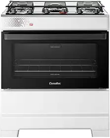 Fogão Esmaltec 5 Bocas Ideal Top Mesa Inox Tampa de Vidro Forno 84 Litros Branco T5IAB Bivolt