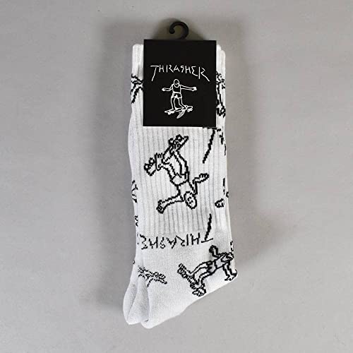 Men's White Gonz Logo Crew Socks