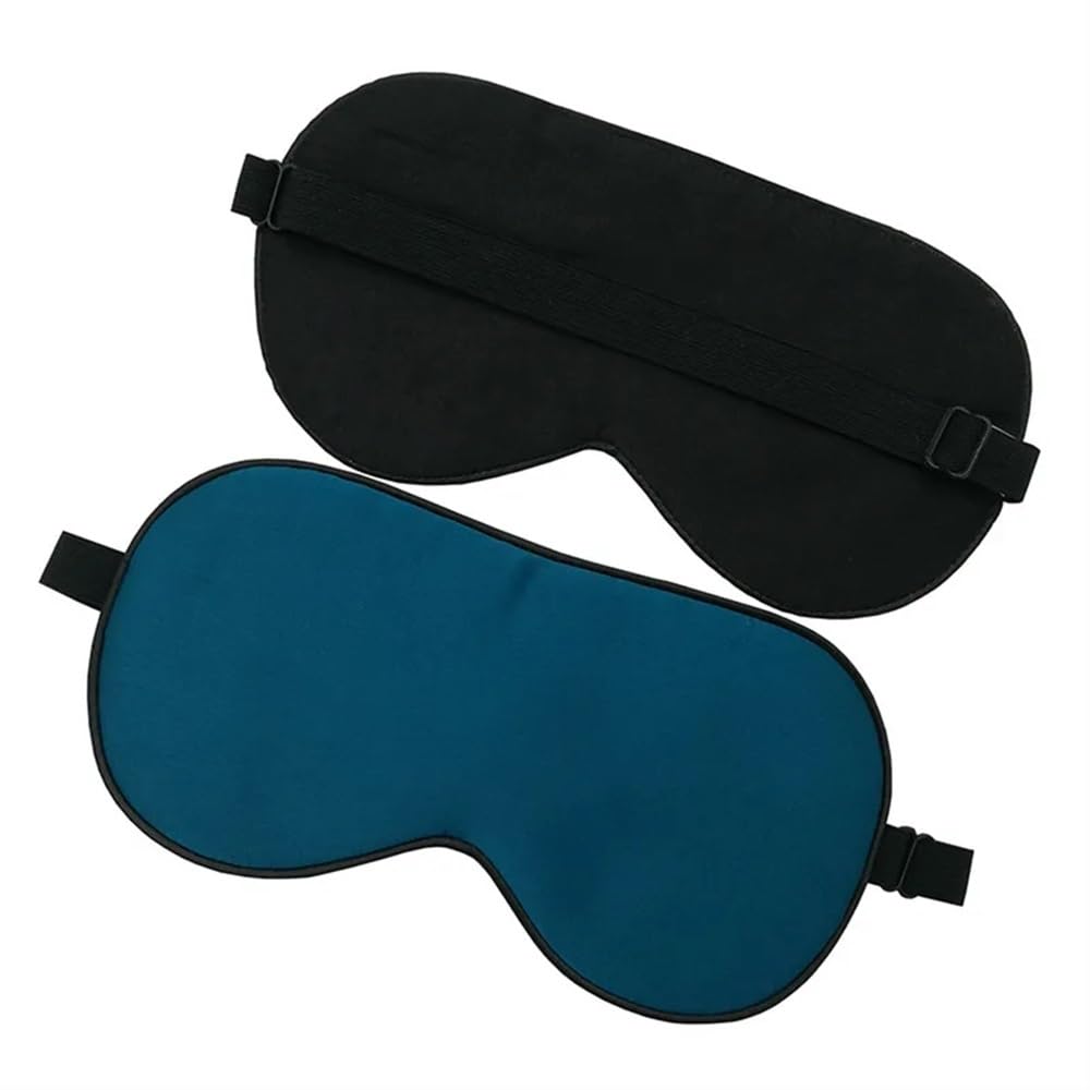 Mascherina per occhi in seta di gelso, per adulti, morbida, liscia, per dormire, fascia elastica (blu pavone, 4 pezzi)