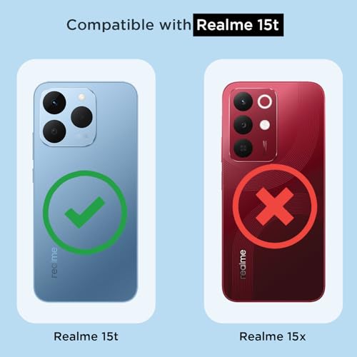 Image of Amazon Basics Back Cover for Realme 15T 5G / Realme Narzo 90 5G Mag-Safe Shockproof PC + TPU Protective Case Magnetic Support Bumper Case (Transparent Mag-Safe)