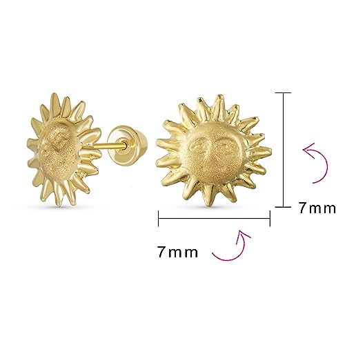Écrous d'oreilles or jaune 10K anti-allergie soleil céleste - 4