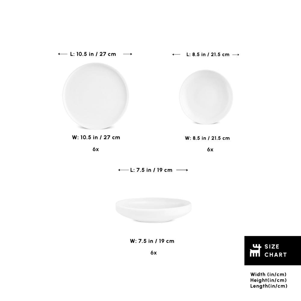 Karaca Stream Bone Felix XL - Vajilla de 18 piezas para 6 personas, elegante vajilla de porcelana de hueso, diseño moderno, apto para microondas y lavavajillas