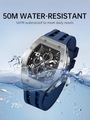 Image of Tsar Bomba Mens Watches Quartz Wristwatch for Men Waterproof 50M Analog Luxury Tonneau Chronograph Calendar Date Men's Dress Business Work Watch Gift for Men