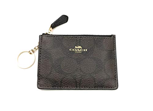 COACH F16107 MINI SKINNY ID BADGE KEY RING CASE BROWN/ BLACK