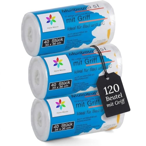 3 juegos de 40 bolsas de basura de 5 l con asa, para cosméticos