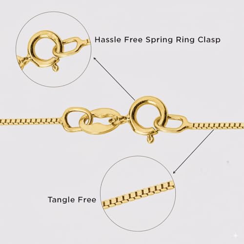 Jewelili 10K White and Yellow Gold Box Chain Necklace for Women | 0.55mm / 1.0mm Thickness |14 to 22 Inch Lengths | Spring Ring Clasp | Gift Box4