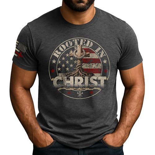 Rooted in Christ Shirt, Christian Shirts for Men, Bible Verse Tee, Cross Shirt, Jesus Shirt for Men
