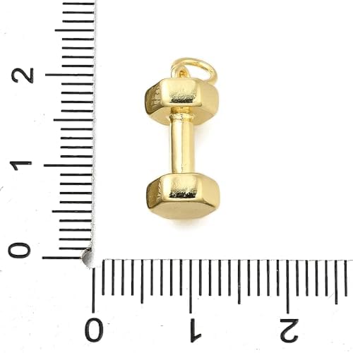 KitBeads 10Pcs Gold Plated Dumbbell Charms Gym Kettlebell Barbell Sport Weight Charms for Jewelry Making Bracelets Necklaces Earrings image 5