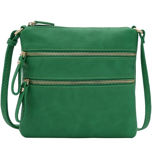 Image of Solene Small Multi Zipper Pocket Crossbody Bag with Adjustable Strap, Lightweight Travel Purse, Daily Small Messenger Pouch