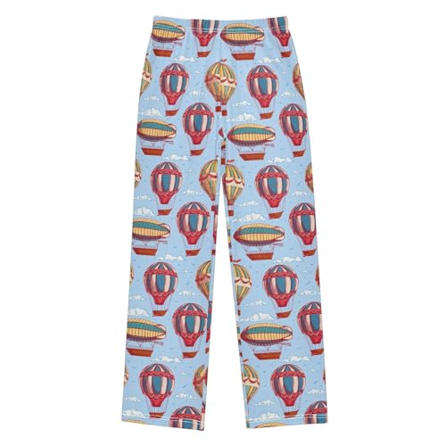 Sky Hot Air Balloon Boys Long Pants Soft Trousers Elastic Waist Kids Lounge Bottoms with Pockets S-XL