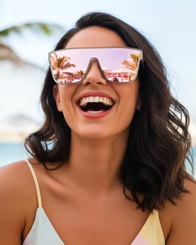 Image of GLINDAR Oversized Square Polarized Sunglasses for Men Women, One Piece Shield Shades UV400 Protection