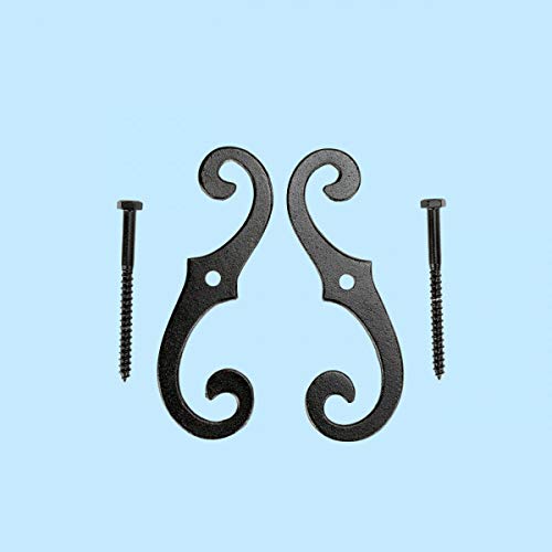 Pair Shutter Dog Black Aluminum Scroll 6 1/2 H | Renovator Supply - Thumbnail 2