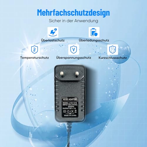 GreenSun Netzteil 12V 1A 12W - AC100-240V zu DC12V DC Stromversorgung Universal Transformator für 5050/3528 LED Streifen, Router, LED Lampen