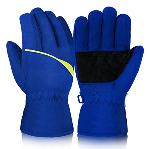 Satinior Kids Waterproof Winter Snow Ski Gloves Children Windproof Insulated Gloves For Outdoors Boys Girls Warm Supplies (Blue,Aged 8-12) #TOP9