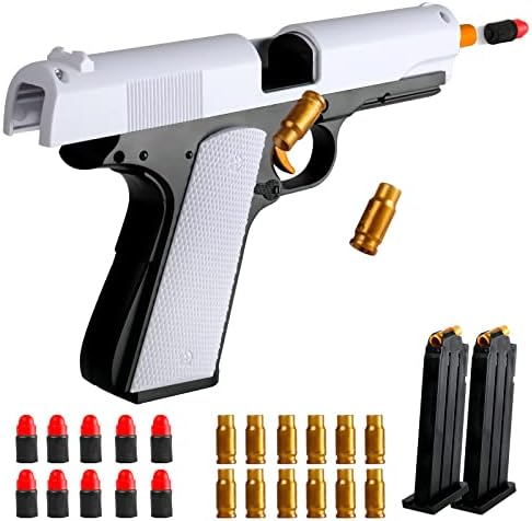 Soft Bullet Pistol Toy Gun with Shell Ejection Magazine Toy Foam Blaster for Kids