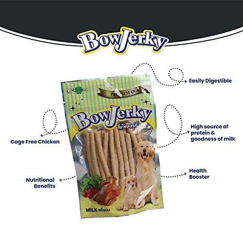 Image of Chicken & Milk Dog Treats 200g - Protein Rich Treats for Training & Reward, Healthy Jerky Sticks for Puppies & Adult Dogs, Low Fat Nutritious Snack, Tasty Chew Treats for All Breeds