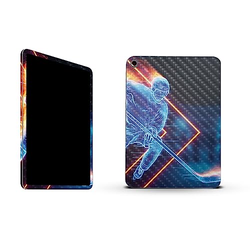 Image of MightySkins Carbon Fiber Skin Compatible with Apple iPad 10.9 inch 10th Gen (2022) Full Wrap Kit - Glow Hockey | Protective, Durable Textured Carbon Fiber Finish | Easy to Apply | Made in The USA