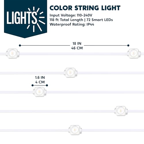 JOYIN Permanent Outdoor Lights Christmas,72 LED 118ft Smart RGB Strip with Remote & App Control, Multiple Modes, Waterproof, DIY Indoor Decor with Prelit Adhesive Backing by JOYIN - Image 9