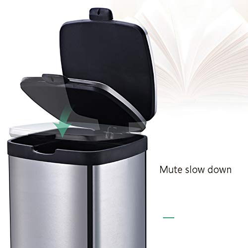 BOGDTF Mülleimer und Abfalleimer für Recycling, einfach, mit großem Fassungsvermögen, aus Edelstahl, mit Deckel und Fußpedal für Küche, Büro, Haus und Büro – Bild 5