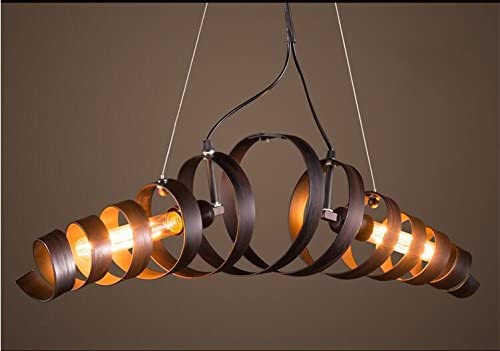 WorldCare® Vintage wrought iron industrial lighting fixture,2 heads spiral Spring shape lampshade pendant lamp warehouse bar cafe droplight243574 | Pack of 1