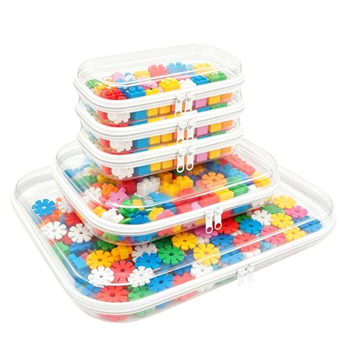Image of Thickened Clear Hard Shell Zipper Case,Professional-Grade Plastic Clear Zipper Pencil Case, Toiletry Pouch, Travel Organizer, Cosmetic Bag, Toy Storage Bins (5PCS-3S+1M+1L)