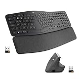 Logitech Ergonomic Wireless Keyboard and Mouse Combo, ERGO K860 and MX Vertical Mouse, Rechargeable, Bluetooth or USB Receiver, Wrist Support, Compatible with Laptop/PC/Windows/Mac
