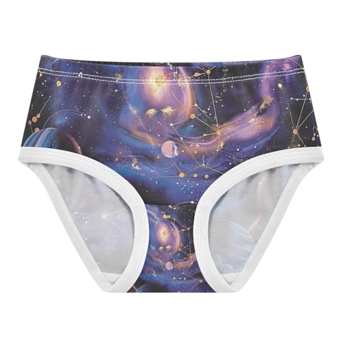 Toddler Girl Panties, Galaxy Planets Purple Girls' Cotton Brief Underwear, 2–8 Years