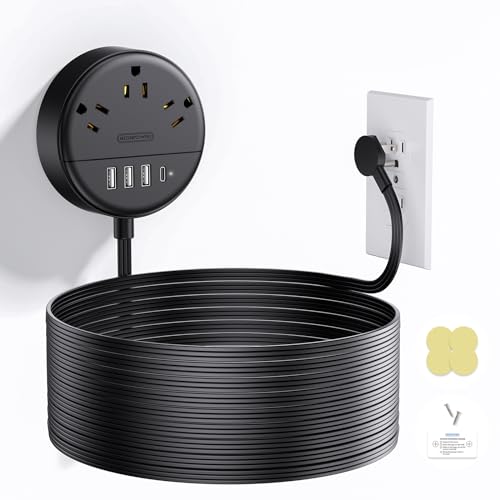 Ntonpower 15 Ft Extension Cord, Flat Plug Power Strip With 3 Ac Outlets And 4 Usb Ports cover