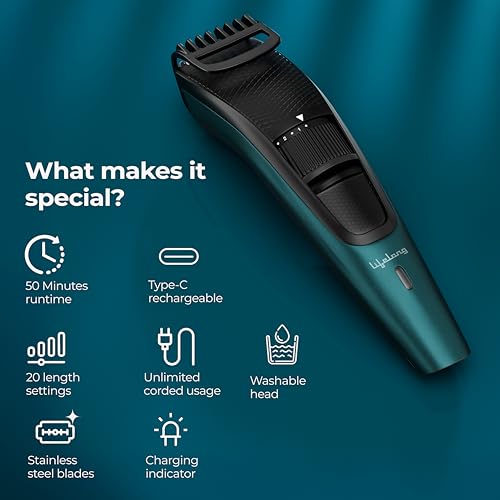 Image of Lifelong Beard Trimmer for Man | Timmer Men Beard | Cordless Trimmer for Men All in One | Grooming Kit with Skin Friendly Blades | Shaving Machine with 20 Lengths, 50-Min Runtime, Type-C Rechargeable