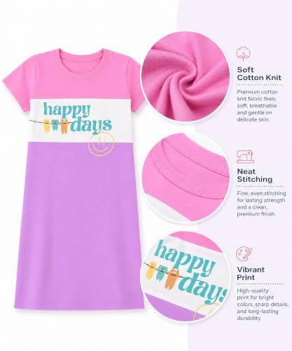 Image of KYDA KIDS 100% Pure Cotton Printed Round Neck Regular fit Half Sleeve Multicolor Long Top for Girls - (Pack of 1)