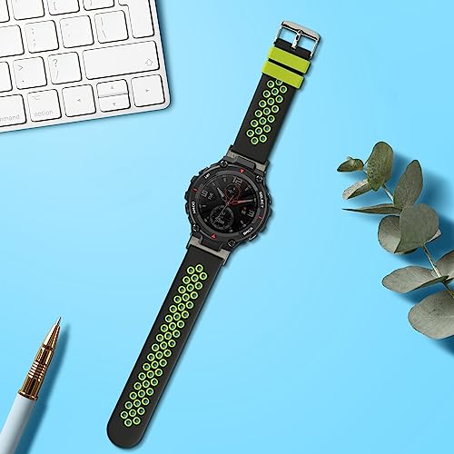 kwmobile Ersatzarmband kompatibel mit Huami Amazfit T-Rex/T-Rex Pro Armband - Fitnesstracker Band aus Silikon in Schwarz Gr&uuml;n