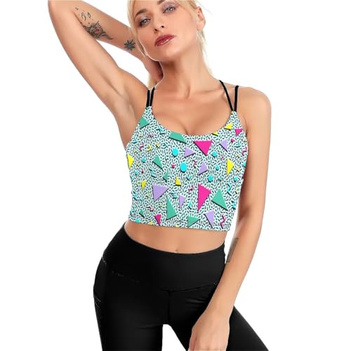Green 80s 90s High Impact Sports Bras for Women Longline Padded Workout Running Crop Tops Support Yoga Tank Top Outfits for Women S