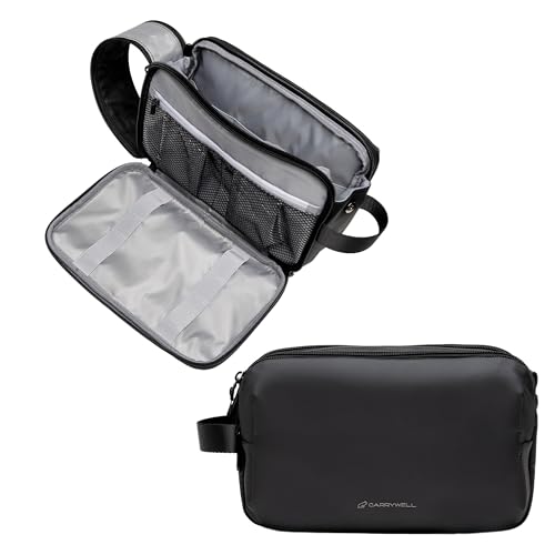 Carrywell (Not Made In China) Toiletry Bag For Men, Shaving Kit, Travel Organizer Dopp Kit, Interior Compartments and Pockets For Toiletries and Accessories, Black