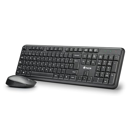 NGS Harmony Kit - Conjunto Silencioso de Teclado Y Ratón Inalámbrica con 12 Teclas Multimedia, Diseño Español
