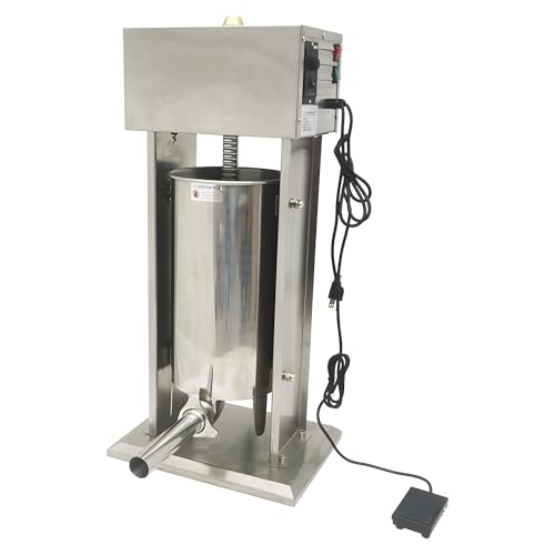 Banfluxion 120W 15L Vertical Meat Filler Stainless Steel Electric Sausage Stuffer Maker Adjustable Speed Sausage Filling Machine with 4 Stuffing Tubes for Commercial and Home Use