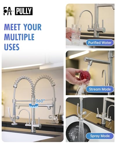 Image of Fapully 3 in 1 Faucet for Kitchen Sink, 3 Way Kitchen Faucets with Sprayer